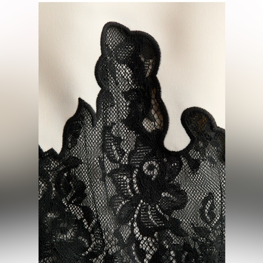 H&M White Midi Slip Dress with Black Lace Trim - Picture 9 of 9